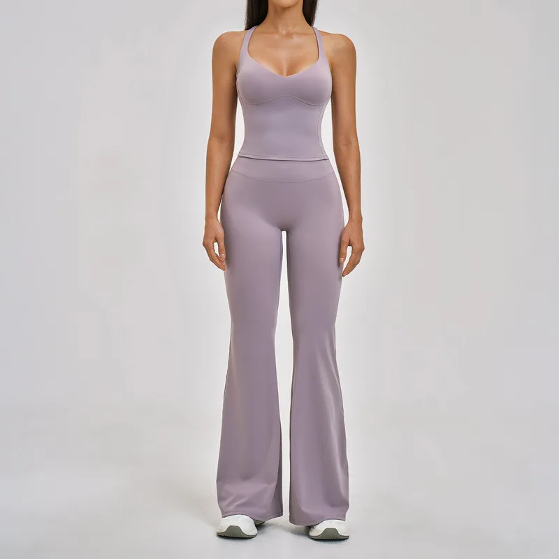 Women's Tank Top Flared Yoga Pants Set