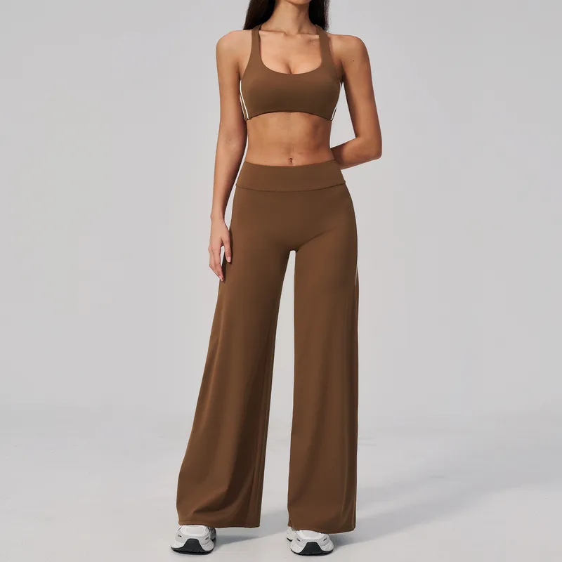Women's Sports Bra Wide Leg Pants Set