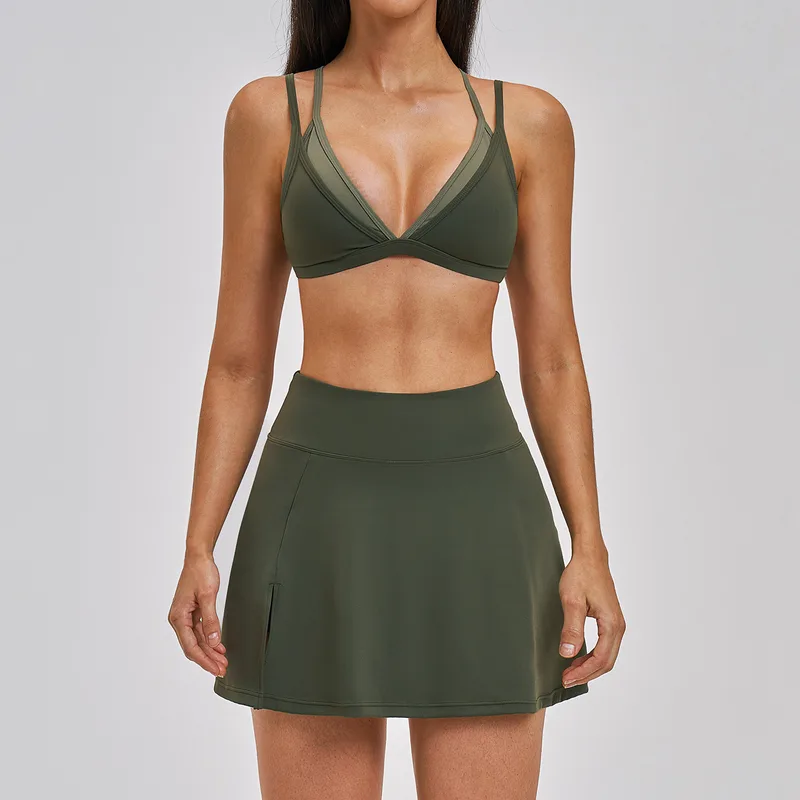 Women's Sports Bra Tennis Skirt Set