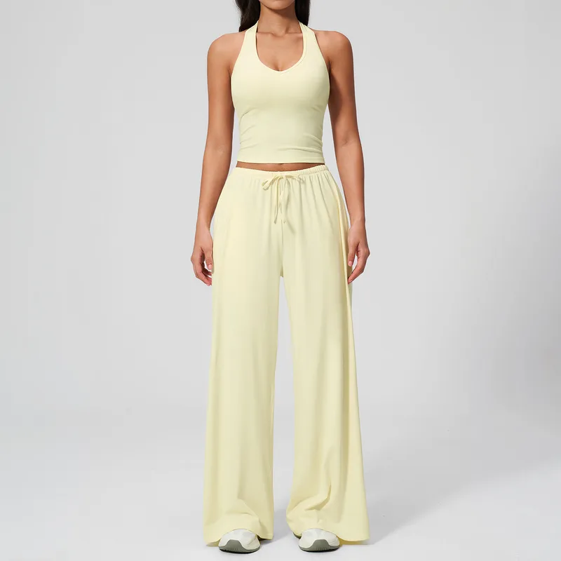 Women's Halter Tank Wide Leg Pants Set